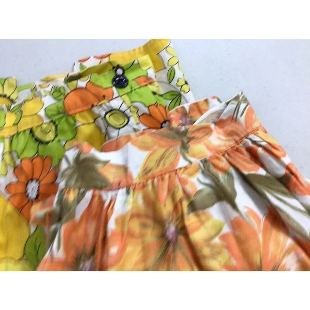 Vintage Mid Century Floral Apron Lot of 2
